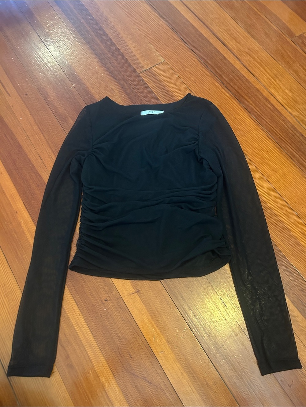 Women’s Black Long Sleeve Ruched Top by